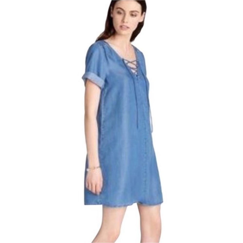 Lucky Brand Chambray Lace Up Mini Dress